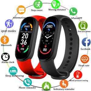M6 Smartwatch 심박수 혈압 모니터링 스마트 시계 남성 여성 피트니스 트래커 시계 방수 스포츠 시계 밴드