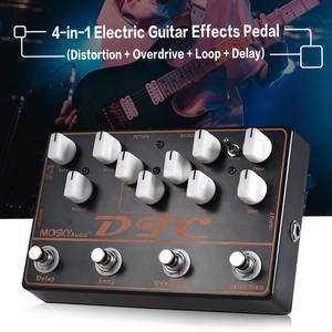 악기 음향기자재 MOSKYAudio DTC 4-in-1 일렉트릭 기타 이펙트 페달 디스토션  오버드라이브 루프 딜레이