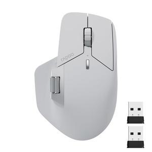 Rapoo MT760 멀티 디바이스 무선 마우스, 블루투스 5.0 및 2.4G 모드 연결, 최대 4개의 디바이스, 11개의 프로그래머블 버튼, 4K DPI, 90일 배터리 수명, PC, 라이트 그레이
