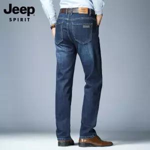 JEEP SPIRIT 봄 가을 브랜드 청바지 남성 캐주얼 스트레치 루즈 스트레이트 청바지