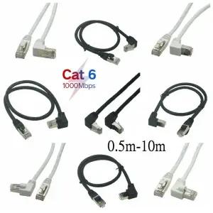 ㄱ자랜선 인터넷 케이블 10M 5M 1M 화이트 Cat6 이더넷 RJ45 네트워크 패치 90도 직각 Cat6a Lan 노트북 라