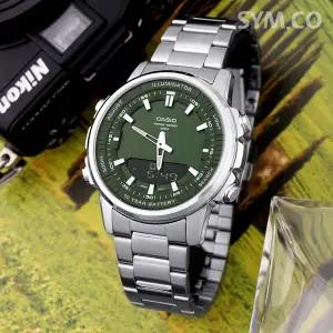 카시오 AMW-880D-3A 아나디지 콤비네이션 알람 딥카키 남자 메탈 시계 c