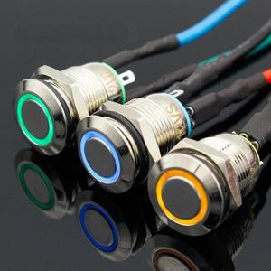 1PC 12MM LED 3V 5V 12V 24V 220V 금속 버튼 스위치 순간 푸시 자동 재설정 방수 조명