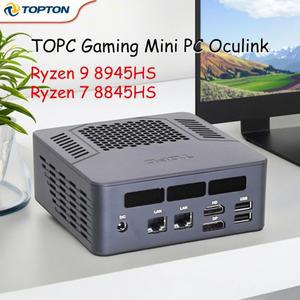 TOPC 게이밍 미니 소형 PC Oculink AMD Ryzen 9 8945HS/R7 8845HS 2x2.5G LAN 2xPCIe4.0 2xDDR5 Win11 Pro