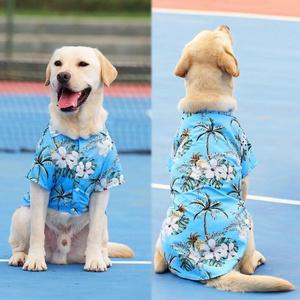 XL-5XL 하와이 스타일 귀여운 여름 티셔츠 중형 대형개 편안한 애완 동물 강아지 의류