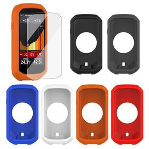 Garmin Edge 1050 보호대 케이스 + 유리 필름 커버 GPS 자전거 컴퓨터 시스템 실리콘 2 in 1