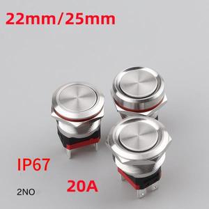 고전류 금속 푸시 버튼 스위치 조명 리스 자동 락 리셋 가동 방수 전원 22mm 20A