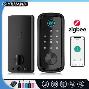 Tuya Zigbee 정문 Alexa WiFi tuya app 생체 인식 지문 열쇠가없는 항목 키패드 도어 잠금 장치 스마트 Deadbolt