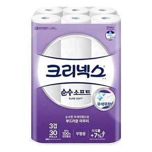 크리넥스 순수 소프트 3겹(98mmX30m) 30롤