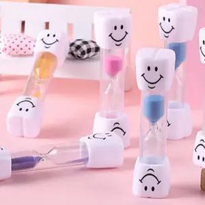 스마일 치아 모래시계 4개/가정용/어린이/선물/장식/주방용/학습용/탁상용/유리/디자인/컬러/타이머/양치