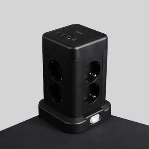지클릭커 8구 블랙 16A 메인스위치 USB 멀티탭 2m (고용량 4000W)