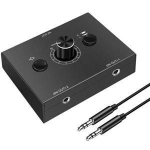 3.5mm 오디오 스위처 2 입력 1 출력 스플리터 박스 원 키 음소거 버튼