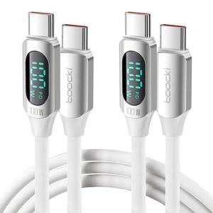 삼성 갤럭시 A54 A44 A34 A24 A14용 LED 디스플레이가 있는 6.6피트 100W USB C to 케이블 2팩 실리콘 5A 타입 고속 충전