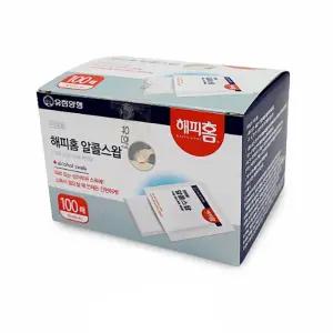 (해피홈 알콜스왑100매) 휴대용 간편 알콜스왑 소독솜 알콜솜 100매/소독/알콜/일회용/알코올/스왑/알콤솜