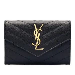 YSL 로고 퀼티드 엔벨로프 플랩 지갑 403943 BOW01 1000