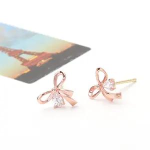 14K GOLD 엘리사 리본 미니 금 귀걸이