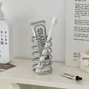 물때없는 치약홀더 스텐 칫솔꽂이 스프링 케이스 보관함 접착실후크 무타공 규조토 걸이 문 마개