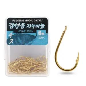 DK 감성돔 지누 바늘 6호 골드 덕용 낚시/치누 훅 후크 대용량 하이카본 낚싯바늘 100개입