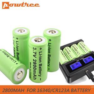 Powtree Cr123a 16340 RCR 123 ICR 배터리 Arlo 보안 카메라용 2800mAh 3.7V 리튬 이온 충전지