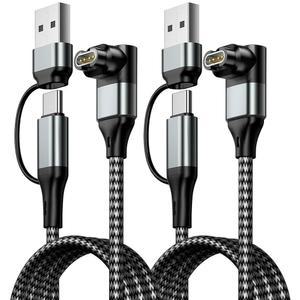 [미국배송] 야체신 USB C & A 2 IN 1 가민 워치용 충전 케이블 [2 팩 3.3FT] 포러너 페닉스 비보액티브 베누 본능 접근 택틱스 D2 콰틱스용 L자형 땋은 코드