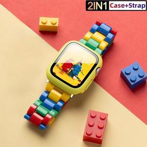 실리콘 케이스+세련된 캔디 컬러 레진 스트랩 애플워치 10 울트라 9 8 7 6 SE 아이워치 41mm 44 3 호환