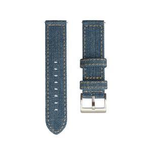 22mm 데님 남성용 퀵 릴리스 시계 스트랩 블루 빈티지 캔버스 코튼 청바지 밴드