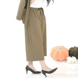 SR5448 내추럴 세로 주름 8부 통바지