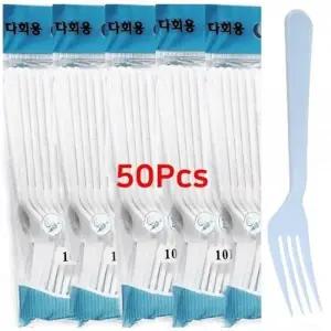 다회용포크 50P 일회용포크 플라스틱포크 야외 용