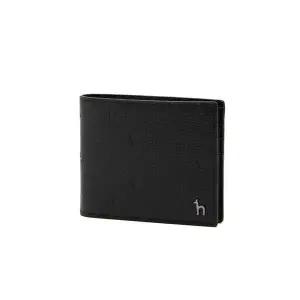 [헤지스](대전신세계)[HAZZYS ACC] [길버트] 블랙 가죽 음각 레터링 패턴 반지갑  HJWA5E580BK
