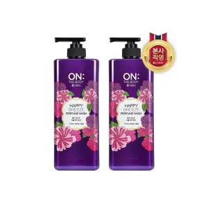 온더바디 퍼퓸 약산성 해피브리즈 바디워시 로즈앤아이리스향 900g X 2개