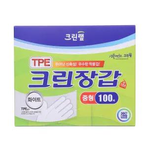크린랩 TPE 크린장갑 화이트 중형 100매x1개