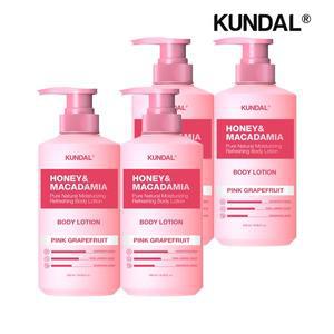 [쿤달]허니 앤 마카다미아 퓨어 바디로션 핑크그레이프프룻 500ml x4개