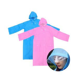 눈에띄는 큰우비 주머니 반사스티커 투명모자 두꺼운레인코트 핑크 블루