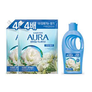 아우라 생화캡슐 섬유유연제 프레시릴리, 1L, 용기, 1개 + 1.7L, 리필, 2개