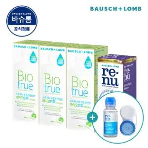 [바슈롬] 리뉴 바이오트루 500ml x 3개 + 어드밴스 355ml x 1개 소프트 렌즈 세척액