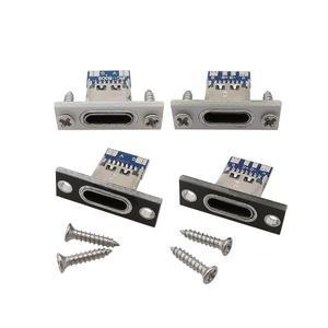C타입 USB 3.1 잭 2 핀 4 암 커넥터 충전 포트 DIY 소켓 나사 고정 플레이트 5
