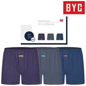BYC 60수 순면 땡땡이 패턴 남자 트렁크 3매입 MCG1414