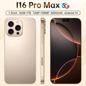 I16 Pro Max 새로운 스마트폰 5G 7.3인치 고화질 안드로이드 14 스냅드래곤 8gen3 10코어 듀얼 SIM 전화 80