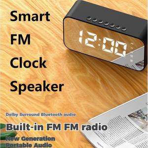 스마트 무선 블루투스 스피커 알람 시계 USB LED 미러 디지털 시계 FM 대형 디스플레이 거실 사무실 야외