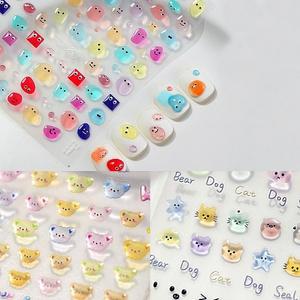 고품질 네일아트 귀여운 몬스터 동물 5D 엠보 젤리스티커 3종 젤리스티커 투명네일스티커 (WFHTUUI)