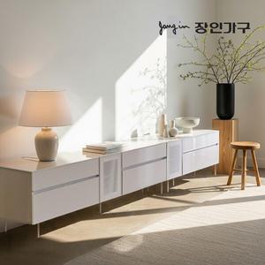 장인가구 무와 E0등급 하이그로시 3000 거실장 세트 (1200거실장 1800거실장)