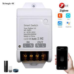 TUYA ZigBee 스마트 회로 차단기, 고출력 릴레이, 홈 무선 제어 스위치, 라이프 앱, 4000W, 30A