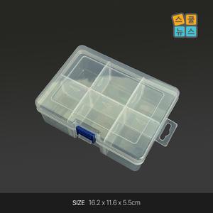 플라스틱 수납케이스 6칸 16.2x11.6x5.5cm 투명 보관함 약통 정리함 악세사리 보관함 비즈정리