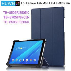 레노버 탭 M8 3 세대 FHD TB 8505F TB-8505X 커버 용 HUWEI 케이스 태블릿 PU 가죽 스탠드