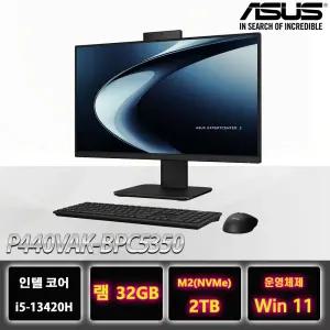 ASUS올인원 PC P440VAK-BPC5350 데스크탑 모니터 일체형 컴퓨터 피벗기능 램32G구성 2TB교체 Win11설치