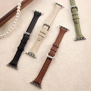 애플워치 가죽 스트랩 (슬림) 44mm 여성용 손목 밴드 아이워치 시리즈 9 8 7 6 5 4 3 SE 울트라 2