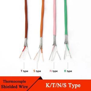 전선 케이블 1/5/10M K T N S  열전대 와이어 2 코어 PTFE 절연체 차폐 라인 고온 측정 보정 케이블