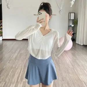 여성 요가 커버업 긴팔 티셔츠 1P 루즈핏 필라테스-WFHFWTW