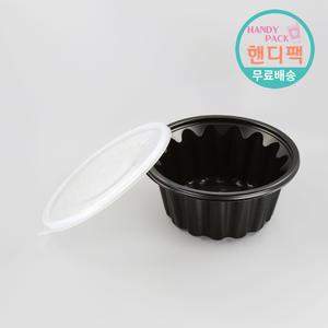 냉면용기 195파이 찜 탕 포장 배달 용기 블랙 (대) 50개