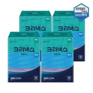크리넥스 천연펄프 미용티슈 200매 콤비 3개입 x 4팩 4600161